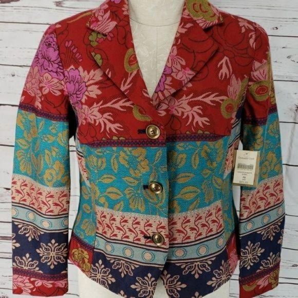 Coldwater creek jacquard boho 8P jacket blazer - Picture 4 of 8